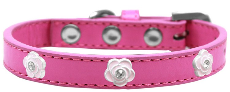 Light Pink Rose Widget Dog Collar Bright Pink Size 10